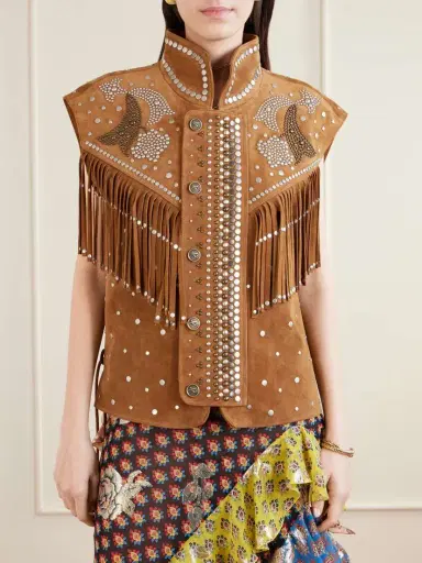Etro Fringed Studded Suede Vest | Thumbnail 3