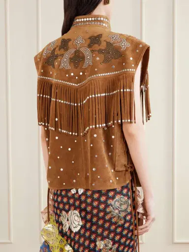 Etro Fringed Studded Suede Vest | Thumbnail 4