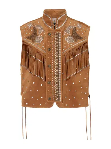 Etro Fringed Studded Suede Vest | Thumbnail 1