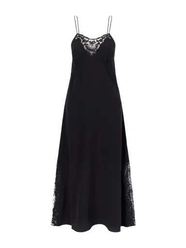 Chloé Lace-trimmed Silk Crepe De Chine Midi Dress | Thumbnail 1 Chloé Lace-trimmed Silk Crepe De Chine Midi Dress | Thumbnail 1