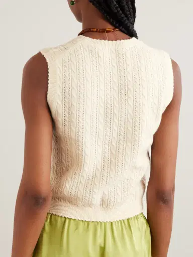 DÔEN Louden Cropped Cable-knit Cashmere Sweater Vest | Thumbnail 3 DÔEN Louden Cropped Cable-knit Cashmere Sweater Vest | Thumbnail 3