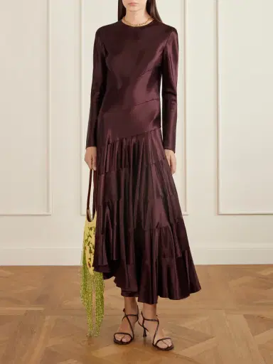 Tory Burch Asymmetric Satin Midi Dress | Thumbnail 2 Tory Burch Asymmetric Satin Midi Dress | Thumbnail 2