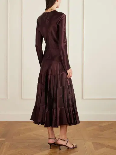 Tory Burch Asymmetric Satin Midi Dress | Thumbnail 3 Tory Burch Asymmetric Satin Midi Dress | Thumbnail 3
