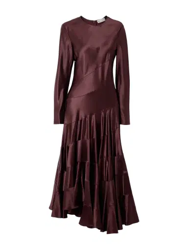 Tory Burch Asymmetric Satin Midi Dress | Thumbnail 1 Tory Burch Asymmetric Satin Midi Dress | Thumbnail 1