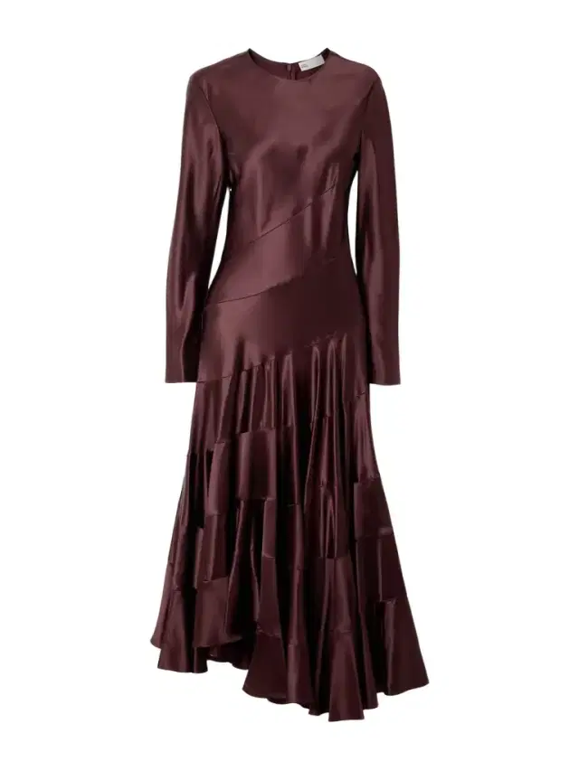 Asymmetric Satin Midi Dress