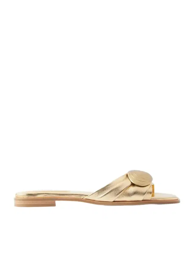 Gigi Embellished Metallic Leather Slides