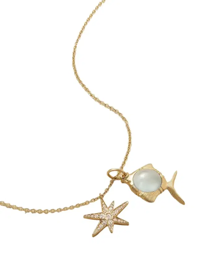 Young Fish 18-karat Gold, Aquamarine And Diamond Necklace