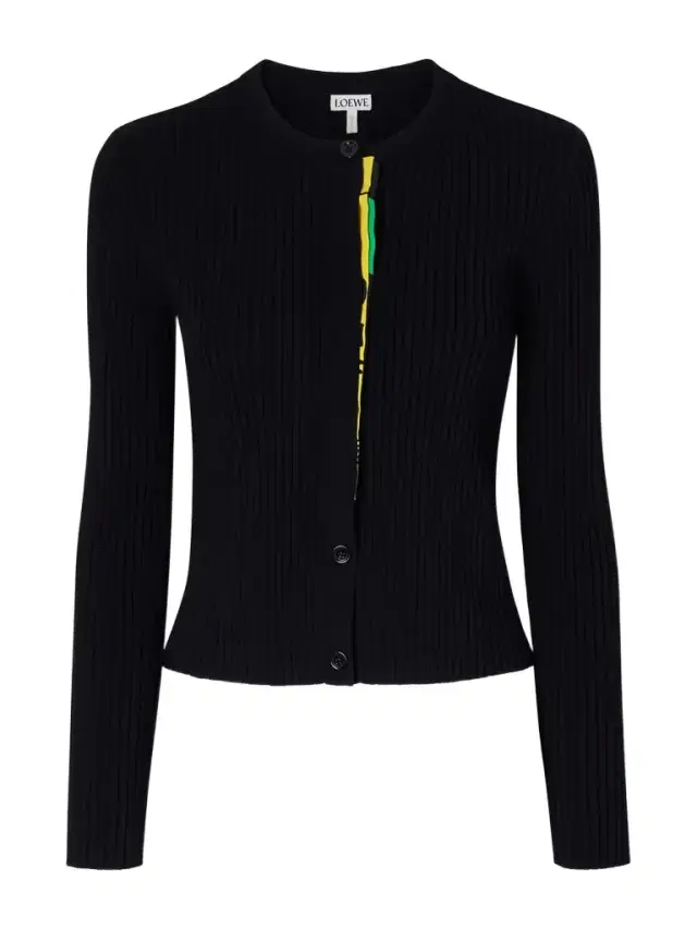 Satin-trimmed Ribbed-knit Cardigan