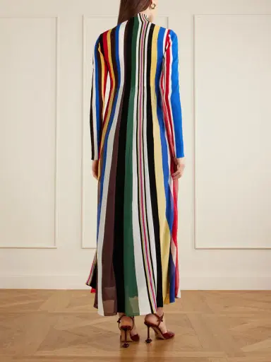 Loewe Striped Chiffon And Ribbed Jersey Maxi Dress | Thumbnail 3