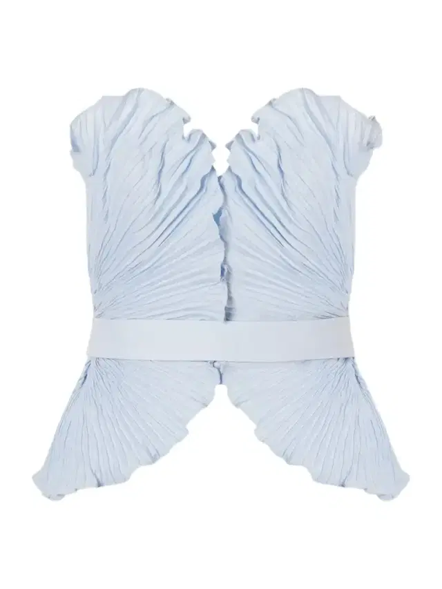 De Tres Strapless Pleated Linen Top