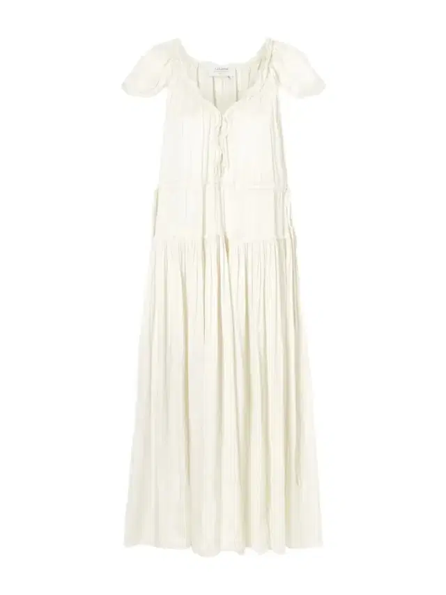 Pintucked Ruffled Satin Midi Dress