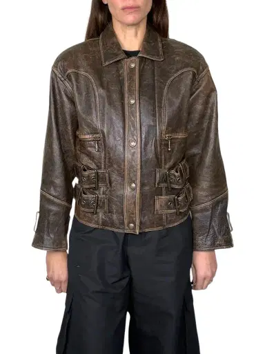 Jen Wonders Studio Leather Brown Jacket | Thumbnail 1 Jen Wonders Studio Leather Brown Jacket | Thumbnail 1