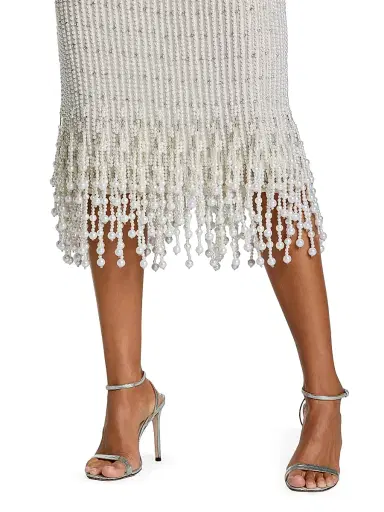 Mac Duggal Women's Beaded Imitation-Pearl Midi-Dress - Ivory - Size 12 | Thumbnail 3 Mac Duggal Women's Beaded Imitation-Pearl Midi-Dress - Ivory - Size 12 | Thumbnail 3