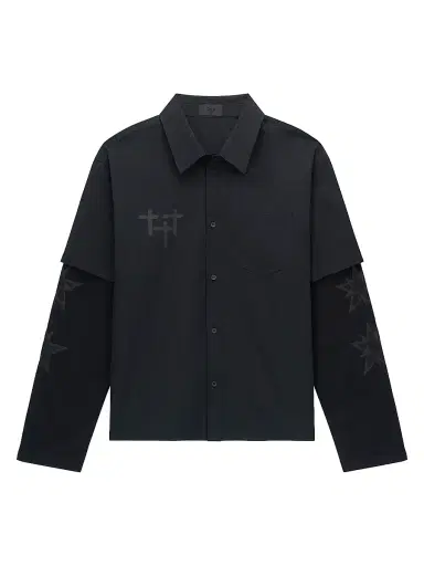 RTA Men's Exodus Erik Double-Layered Shirt - Black Cross Star - Size XXL | Thumbnail 1