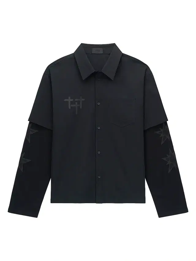 Men's Exodus Erik Double-Layered Shirt - Black Cross Star