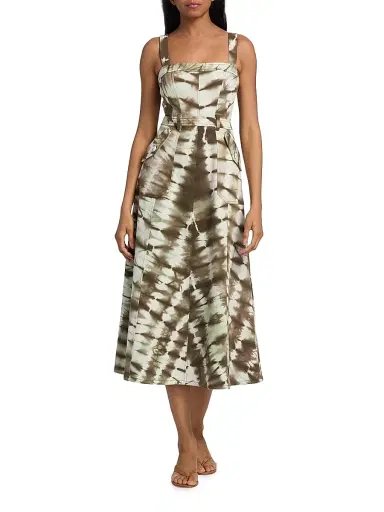 Cinq à Sept Women's Malani Tie-Dye Denim Midi-Dress | Thumbnail 3 Cinq à Sept Women's Malani Tie-Dye Denim Midi-Dress | Thumbnail 3