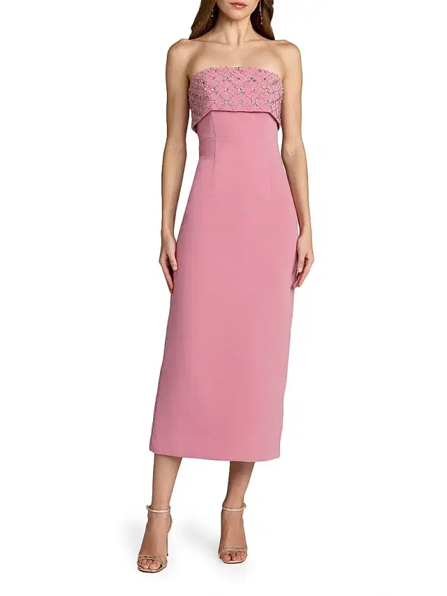 Women's Rhinestone-Embellished Crepe Strapless Cocktail Dress - Orchid