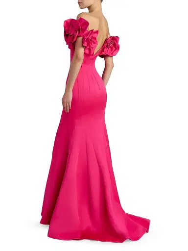 Mac Duggal Women's Embellished Satin Off-Shoulder Trumpet Gown - Hot Pink - Size 14 | Thumbnail 2