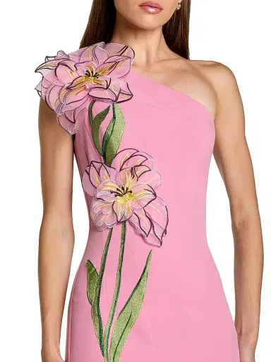 Mac Duggal Women's Floral Appliqué One-Shoulder Gown - Orchid - Size 16 | Thumbnail 3 Mac Duggal Women's Floral Appliqué One-Shoulder Gown - Orchid - Size 16 | Thumbnail 3