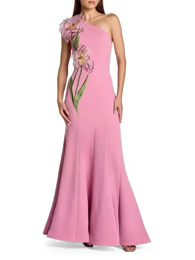 Mac Duggal Women's Floral Appliqué One-Shoulder Gown - Orchid - Size 16 | Thumbnail 1 Mac Duggal Women's Floral Appliqué One-Shoulder Gown - Orchid - Size 16 | Thumbnail 1