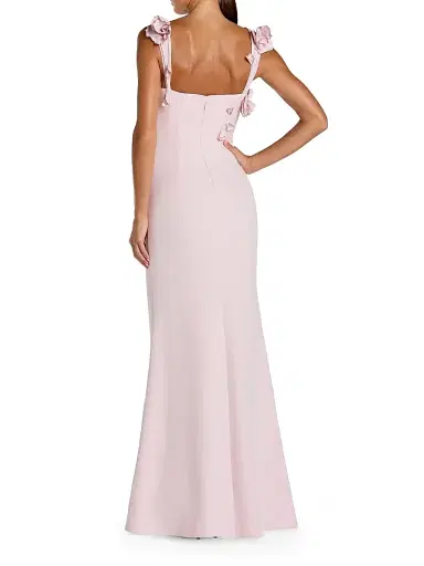 Mac Duggal Women's Floral-Appliqué Square-Neck Column Gown - Blush - Size 14 | Thumbnail 2