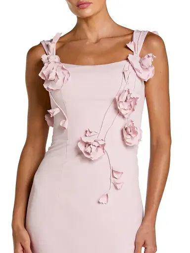 Mac Duggal Women's Floral-Appliqué Square-Neck Column Gown - Blush - Size 14 | Thumbnail 3