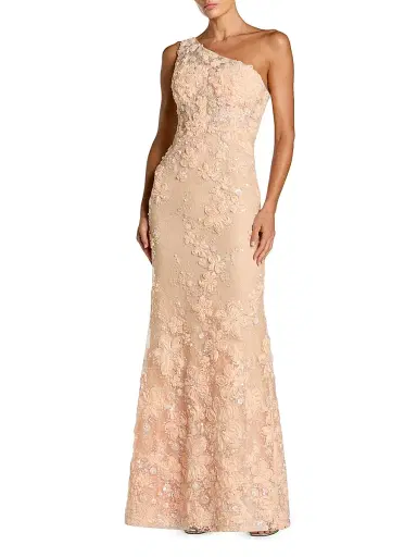 Mac Duggal Women's Floral Embroidered One-Shoulder Column Gown | Thumbnail 1 Mac Duggal Women's Floral Embroidered One-Shoulder Column Gown | Thumbnail 1