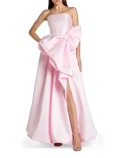 Mac Duggal Women's Bow-Detail Mikado Satin Gown - Ice Pink | Thumbnail 1 Mac Duggal Women's Bow-Detail Mikado Satin Gown - Ice Pink | Thumbnail 1