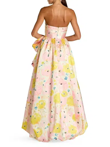 Mac Duggal Women's Mikado Satin Strapless Gown - Pink Multi - Size 14 | Thumbnail 2