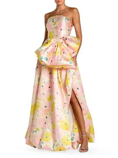 Mac Duggal Women's Mikado Satin Strapless Gown - Pink Multi - Size 14 | Thumbnail 1