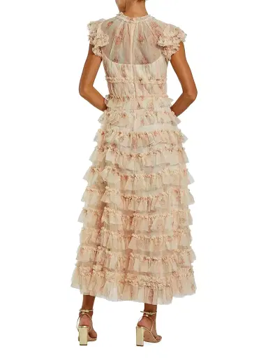 Mac Duggal Women's Floral Mesh Ruffled Cocktail Dress - Ivory Multi - Size 18 | Thumbnail 2 Mac Duggal Women's Floral Mesh Ruffled Cocktail Dress - Ivory Multi - Size 18 | Thumbnail 2