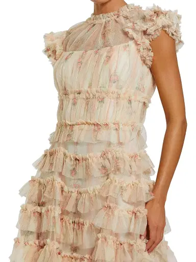 Mac Duggal Women's Floral Mesh Ruffled Cocktail Dress - Ivory Multi - Size 18 | Thumbnail 3 Mac Duggal Women's Floral Mesh Ruffled Cocktail Dress - Ivory Multi - Size 18 | Thumbnail 3