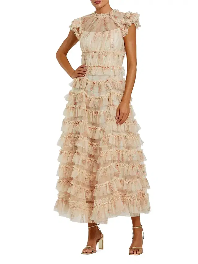 Mac Duggal Women's Floral Mesh Ruffled Cocktail Dress -  Multi
