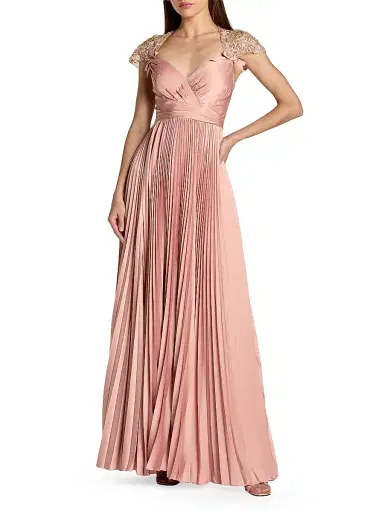 Mac Duggal Women's Floral Beaded Charmeuse Satin Gown - Rose - Size 16 | Thumbnail 1