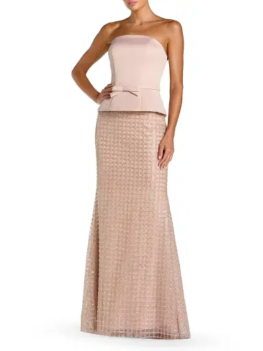 Mac Duggal Women's Sequined Satin Column Gown - Blush | Thumbnail 1