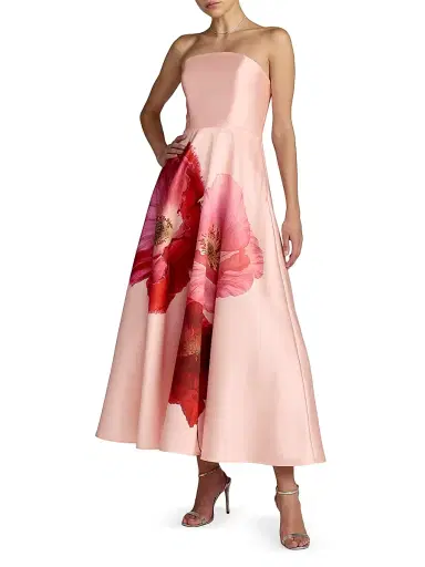 Mac Duggal Women's Floral Mikado A-Line Strapless Cocktail Dress - Blush Multi - Size 14 | Thumbnail 1 Mac Duggal Women's Floral Mikado A-Line Strapless Cocktail Dress - Blush Multi - Size 14 | Thumbnail 1