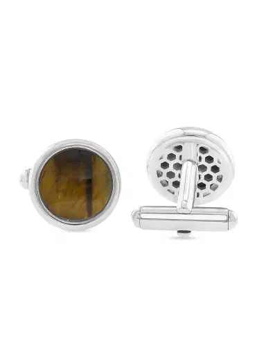 Saks Fifth Avenue Collection Men's Sterling Silver & Tiger's Eye Cufflinks | Thumbnail 3 Saks Fifth Avenue Collection Men's Sterling Silver & Tiger's Eye Cufflinks | Thumbnail 3