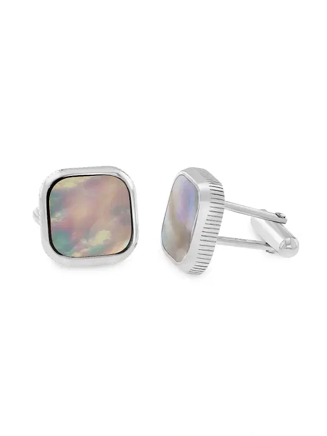 Saks Fifth Avenue Collection Men's Sterling Silver & Mother-Of-Pearl Cufflinks - Sterling Silver