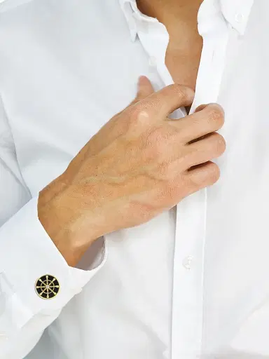 Saks Fifth Avenue Collection Men's 14K-Gold-Plated, Onyx & 0.07 TCW Diamond Cufflinks | Thumbnail 2