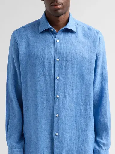 Saks Fifth Avenue Men's COLLECTION Delave Linen Short-Sleeve Shirt - Light Blue - Size XXL | Thumbnail 5