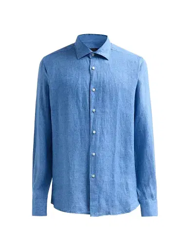 Saks Fifth Avenue Men's COLLECTION Delave Linen Short-Sleeve Shirt - Light Blue - Size XXL | Thumbnail 1