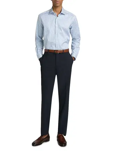 Saks Fifth Avenue Men's Striped Cotton Poplin Button-Front Shirt - Blue - Size XXL | Thumbnail 2