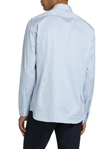 Saks Fifth Avenue Men's Striped Cotton Poplin Button-Front Shirt - Blue - Size XXL | Thumbnail 5