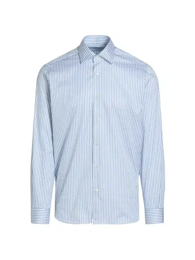 Saks Fifth Avenue Men's Striped Cotton Poplin Button-Front Shirt - Blue - Size XXL | Thumbnail 1