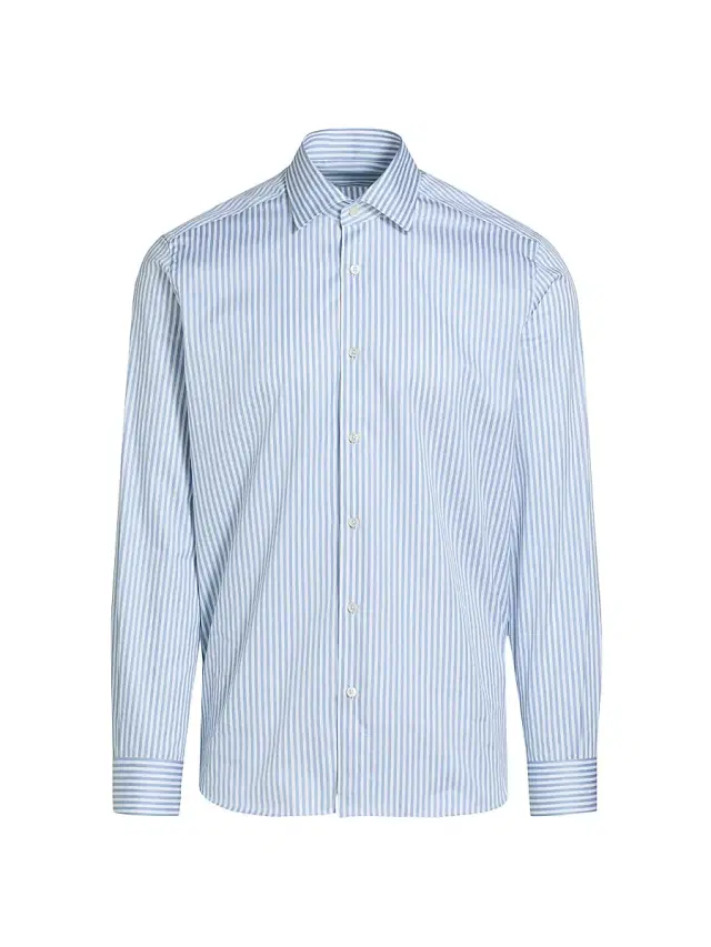 Saks Fifth Avenue Men's Striped Cotton Poplin Button-Front Shirt - Blue