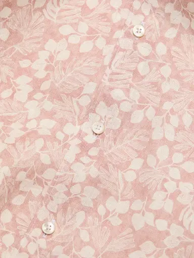 Saks Fifth Avenue Men's COLLECTION Leaf-Print Linen Button-Front Shirt - Pink - Size XXL | Thumbnail 7