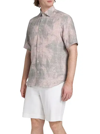 Saks Fifth Avenue Men's COLLECTION Two-Tone Linen Shirt - Pink Grey - Size XXL | Thumbnail 4 Saks Fifth Avenue Men's COLLECTION Two-Tone Linen Shirt - Pink Grey - Size XXL | Thumbnail 4