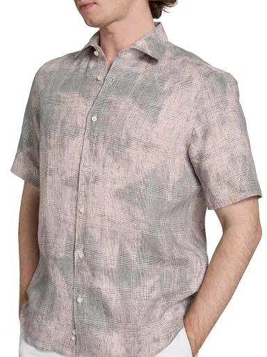 Saks Fifth Avenue Men's COLLECTION Two-Tone Linen Shirt - Pink Grey - Size XXL | Thumbnail 6 Saks Fifth Avenue Men's COLLECTION Two-Tone Linen Shirt - Pink Grey - Size XXL | Thumbnail 6