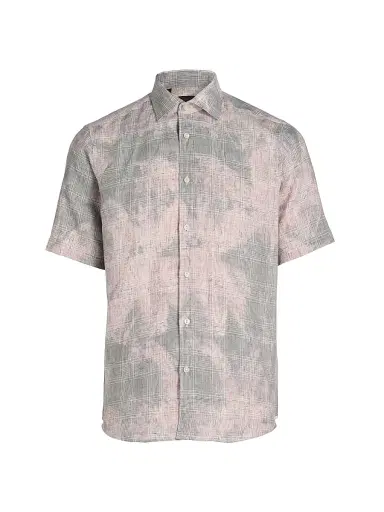 Saks Fifth Avenue Men's COLLECTION Two-Tone Linen Shirt - Pink Grey - Size XXL | Thumbnail 1 Saks Fifth Avenue Men's COLLECTION Two-Tone Linen Shirt - Pink Grey - Size XXL | Thumbnail 1