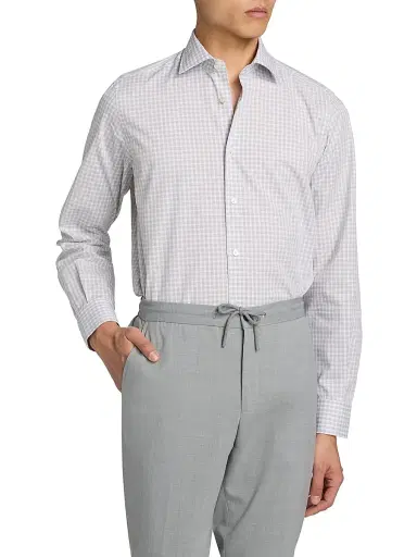 Saks Fifth Avenue Men's Mini-Check Poplin Button-Front Shirt - Grey - Size XXL | Thumbnail 3 Saks Fifth Avenue Men's Mini-Check Poplin Button-Front Shirt - Grey - Size XXL | Thumbnail 3
